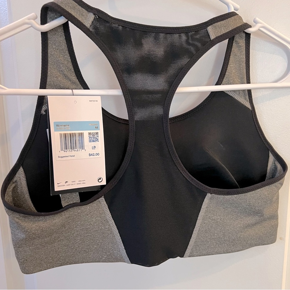 Nike NEW Victory Shape Sports Bra Women's Gray/Black Mesh Racerback, Sz M